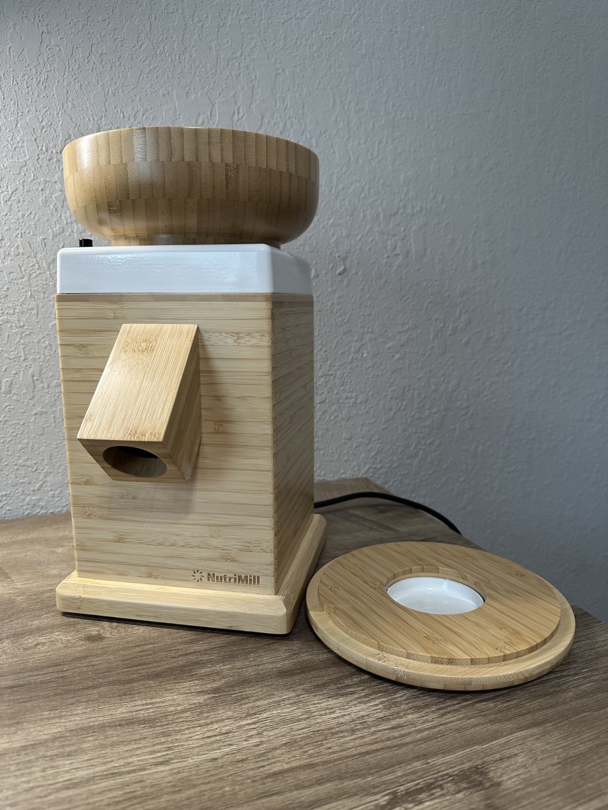 NutriMill Harvest Grain Mill - Bamboo/White (Used less than 10 times!)