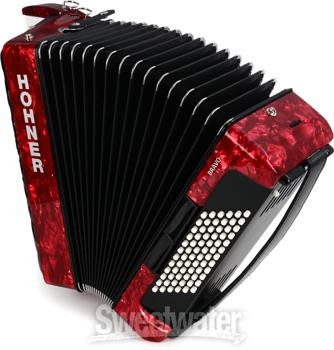 Hohner Bravo III 72 Fisarmonica cromatica a chiave per pianoforte - Rosso perla - Foto 5 di 9