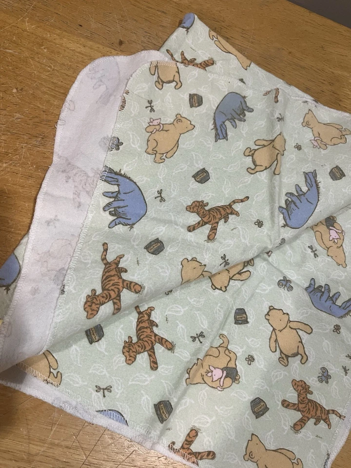 Disney Classic Pooh Baby Green Receiving Blanket Eeyore Tigger Soft Flannel 48” - Image 3 of 4