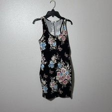 Papaya Women Party Sleeveless Black floral Bodycon Mini dress size small