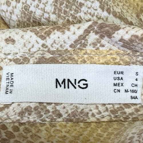 Blusa Top Mango MNG Amarilla Multicolor Piel de Serpiente Estampado de Serpiente Abotonada 4 - Imagen 4 de 5
