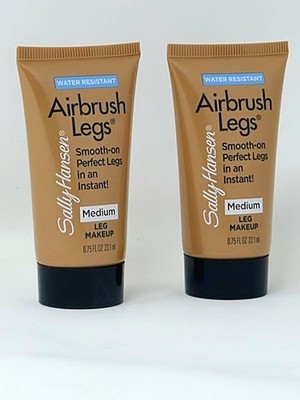 2 Pk Sally Hansen Airbrush Legs Waterproof Leg Makeup, Medium, Trial Size .75 Oz