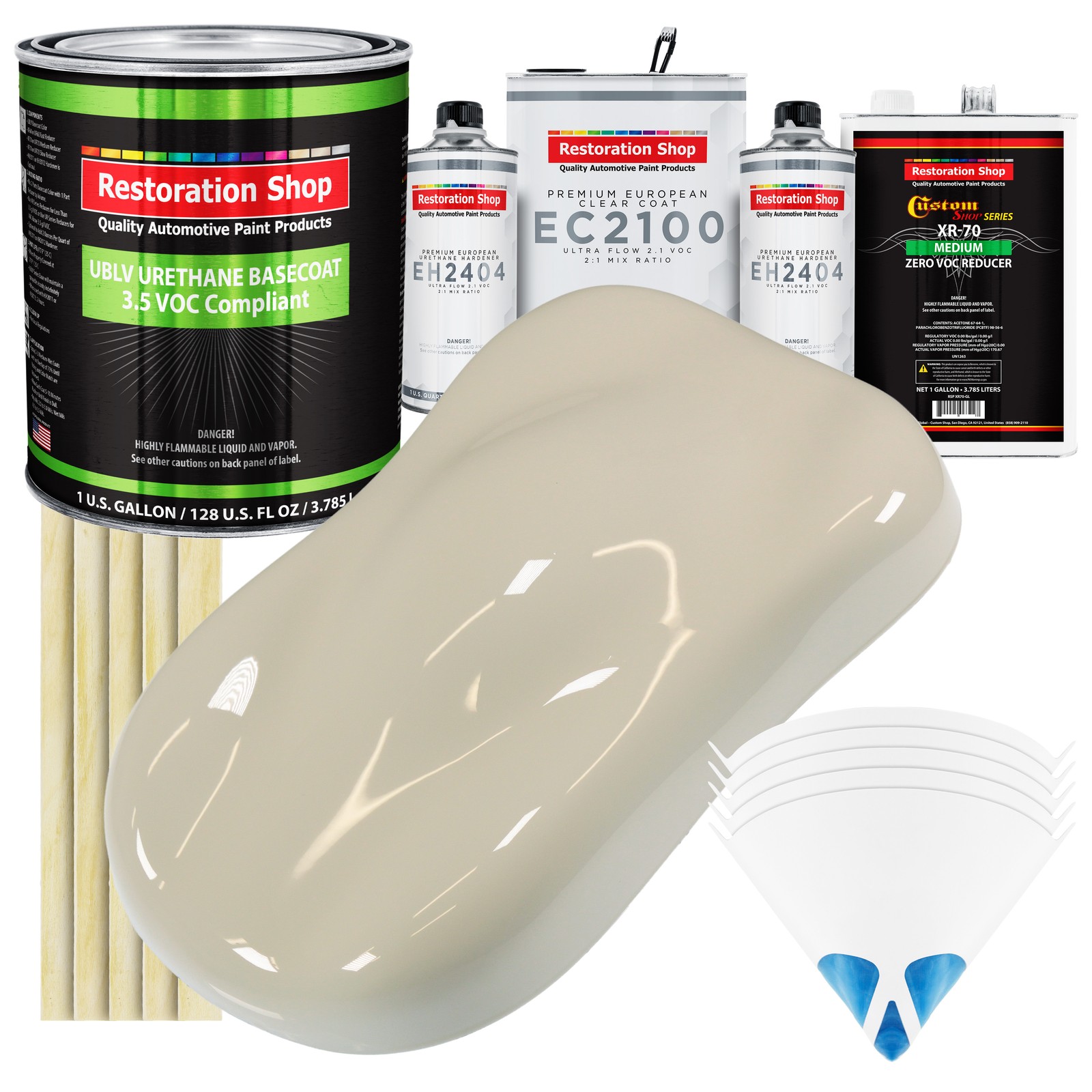 Olympic White LOW VOC Urethane Basecoat Paint Gallon Kit & European Clear Coat