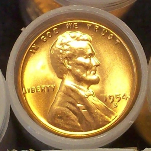 1954-S GEM BU WHEAT CENT ROLL - AWESOME CLEAN ROLL WITH GREAT DETAILS & COLOR!!!