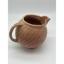 Vintage Art Pottery Pitcher Blush Pink Swirl Glaze Made in USA Farmhouse Cottage