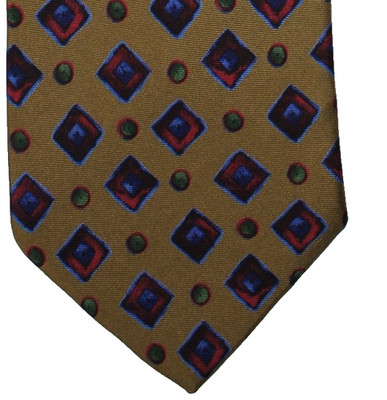 PARK LANE Silk Tie The Shirt Shop Brown Blue Red Geometric Mens Necktie
