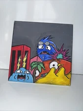 Hand Painted Monster City Canvas Art