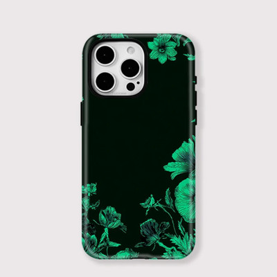 Dark Green Botanical Leaves Case iPhone 17 16 15 14 13 12 11 Pro Max Air