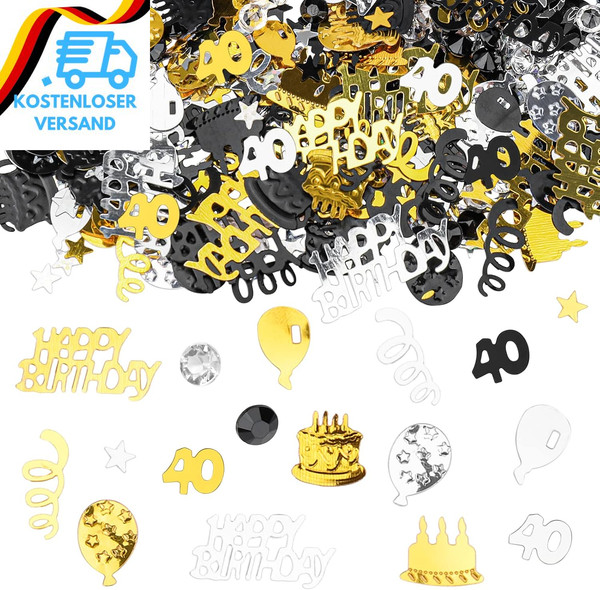 Goldrock Konfetti 40 Geburtstag Deko,40 Geburtstag Frauen MäNner Confetti,Glitze-image