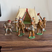 VTG Manoil Barclay Lot of 10 Soldiers Figures WWI Gunner Flag Trumpet Horn