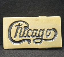 WC05130 AWESOME VINTAGE 1970s CHICAGO ROCK MUSIC BAND SOLID BRASS BELT BUCKLE