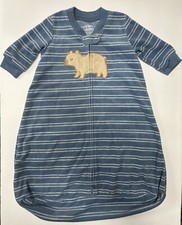 Carter's Baby 2-way Zip Fleece Sleep Sack Bag, Blue, White Stripes, Bear 0-3 mo