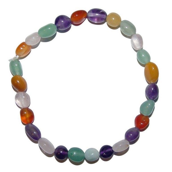 Multi Color Bunt Armband Aus Polierten Kleinen Edelsteinen Elastisch-image