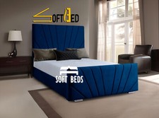 Plush Velvet Sunrise Upholstered Bed Frame Storage Option Double King Super King