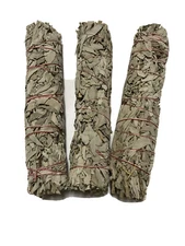 9” Long 2” Wide Hand-wrapped California White Sage Smudge Stick 3 Pack Free Ship