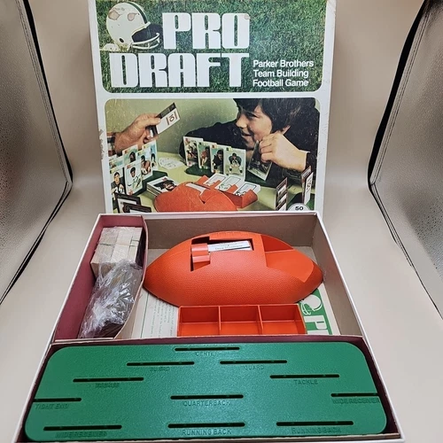 1974 Parker Brothers PRO DRAFT Football Board Game 50 NFL Cards Vintage Complete