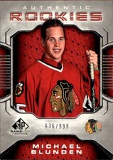 2006-07 SP Game Used #109 Michael Blunden RC SERIAL #636/999 CHICAGO BLACKHAWKS