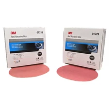 3M 400 and 220 Grit Red Sandpaper Hookit  Discs- 50ct per box  - 01218 01221