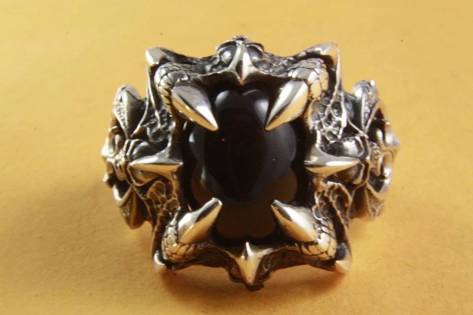 Teschio Gigli Croce Artigli Biker Anello 925 Argento Anello IN Argento / 103 - Immagine 2 di 3