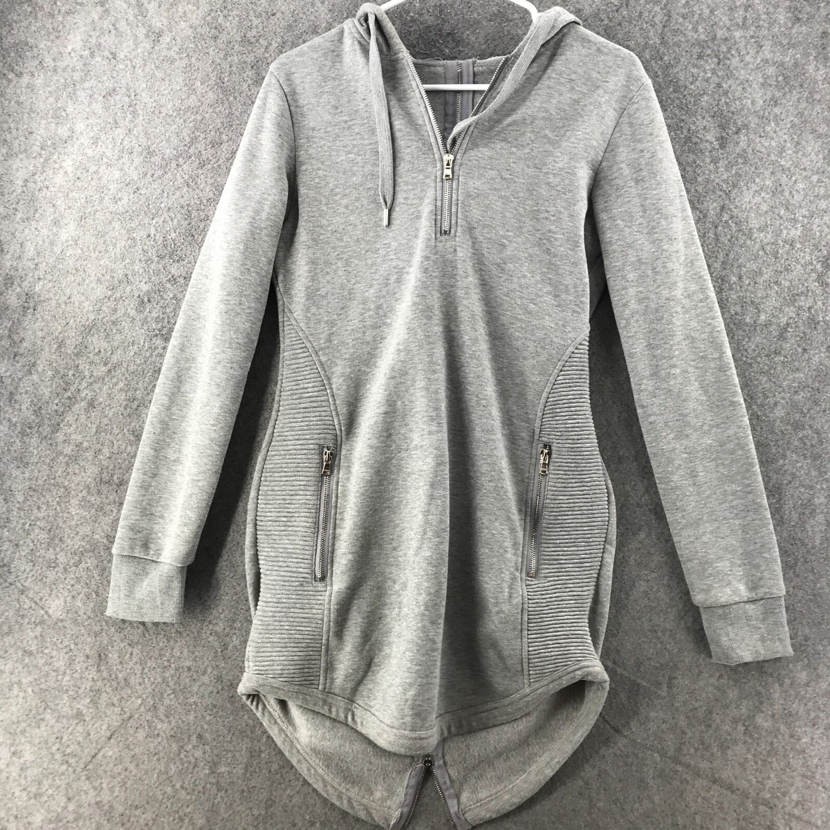 Red Fox Sweatshirt Dress Womens Medium Gray Hooded Fleece