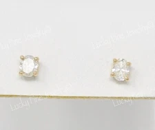 14k  Yellow Gold Oval cut Diamond Stud Earring   Prong set Screw back 0.55 ct