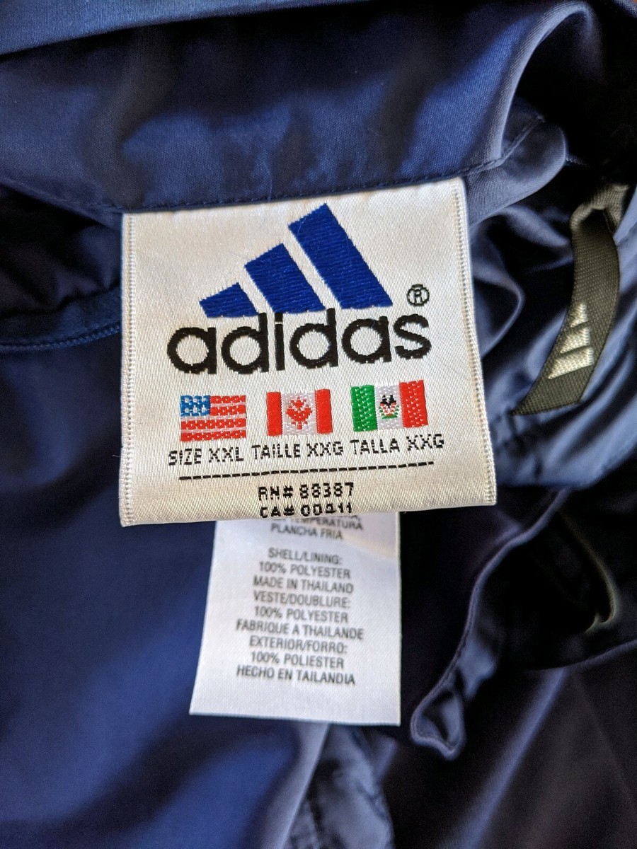Adidas Vintage Reversible Full Zip Jacket Navy Blue White Size 2XL