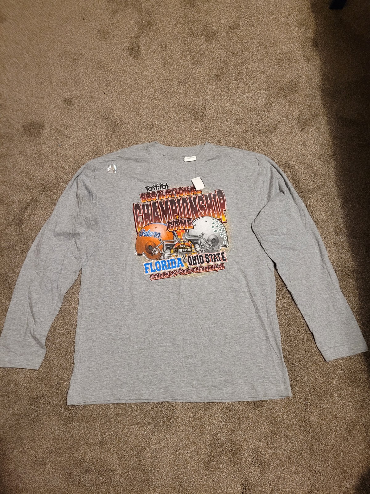 Vintage 2007 National Championship  Florida Ohio State Long Sleeve Shirt Size Lg
