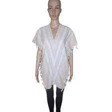 Koza Cozaar women's cream cotton fringe western tribal vest M