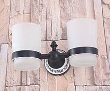 Oil Rubbed Bronze Wall Mounted Frosted Glass Tumbler Toothbrush Holder aba765