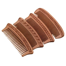 Natural Peach Wood Handcrafted Fine Tooth Comb Anti-Static Head Massage Comb