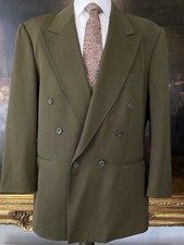 Blazer De Colección Zanetti 56L | 46L HECHO EN ITALIA Lana Marzotto Oliva Doble Pecho