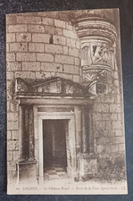vtg postcard Loches Chateau Royal Porte de la Tour Agnes Sorel France