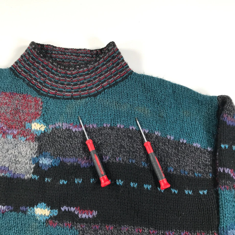 Suéter Grande De Colección Peruvian Connection Para Hombres Lana Merino Azul Gris Rojo Púrpura Foto 2 de 4