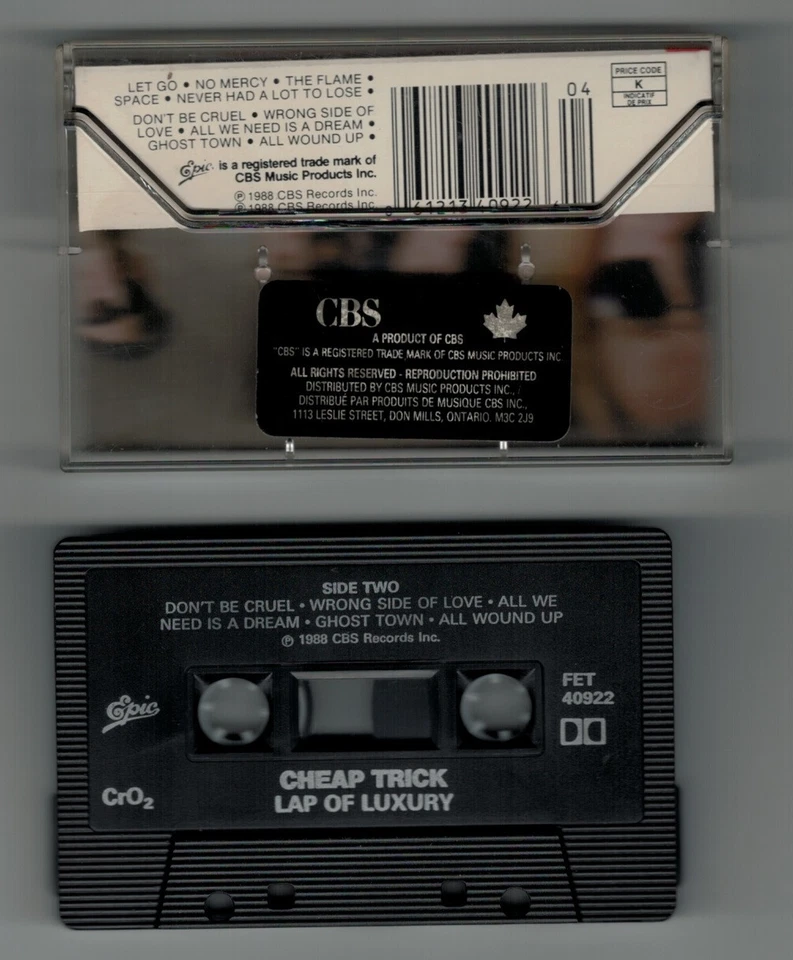 Cheap Trick - Lap Of Luxury (Cassette) 1988 CBS Records - Canadian Edition RARE - Image 2 of 3