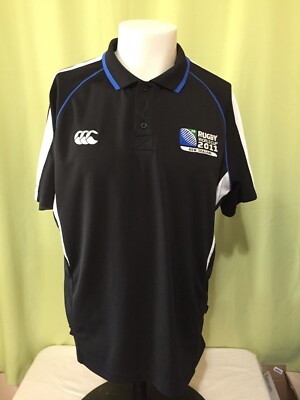 Rugby World Cup 2011 New Zealand Men's Black Polo Shirt Size XL