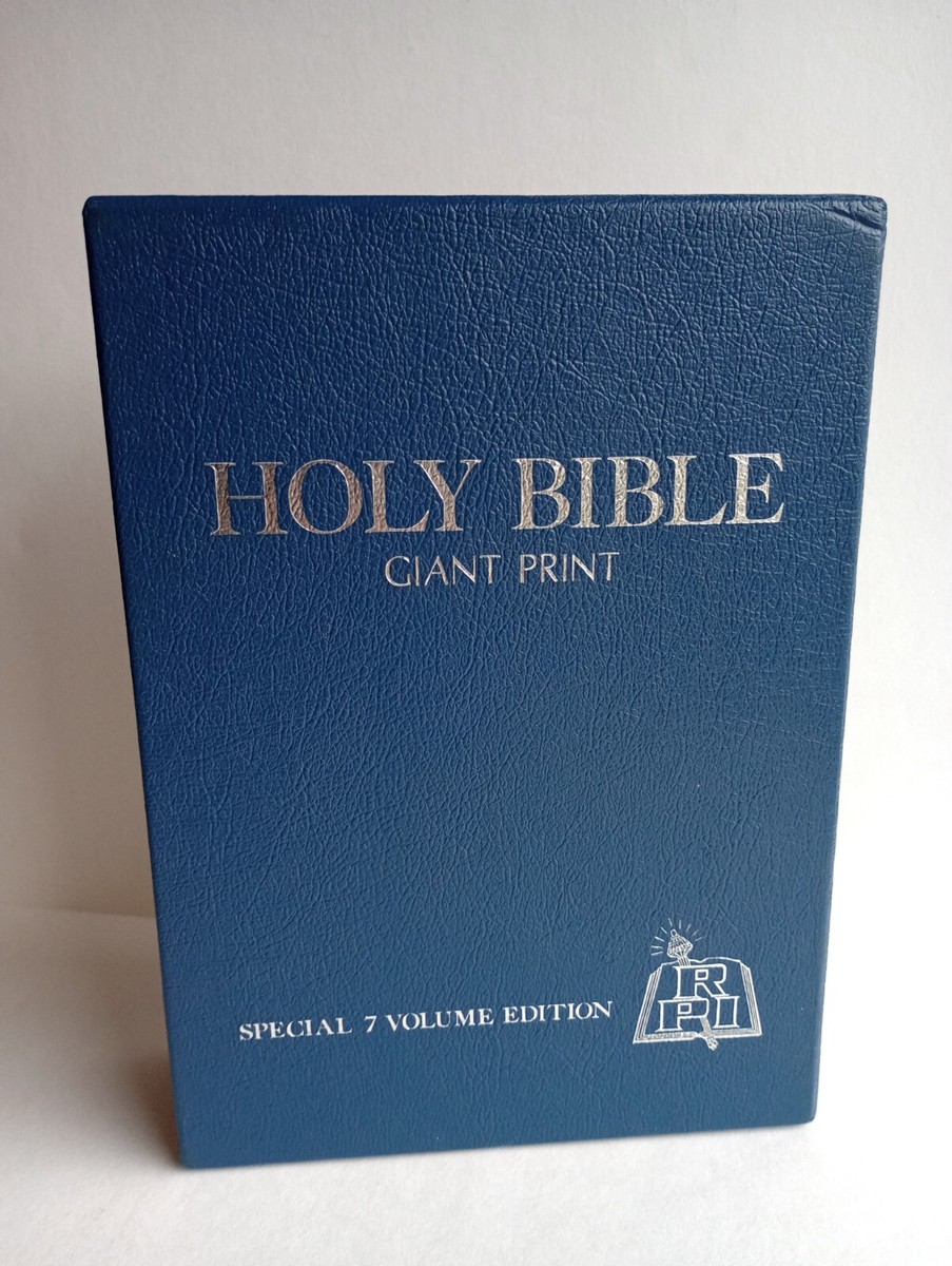 Holy Bible Giant Print 7 Volume Set With Display Box Blue | eBay