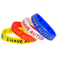 4 Pack I HAVE AUTISM Medical Alert ID Silicone Bracelets Awareness Child Size
