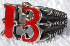 Red Number 13 Claw Ring   Sz 7,8,9,10,11,12,13,14,15