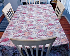 W-C Designs VTG 2003 Large Country Garden Floral Easter Tablecloth 114" X 98"