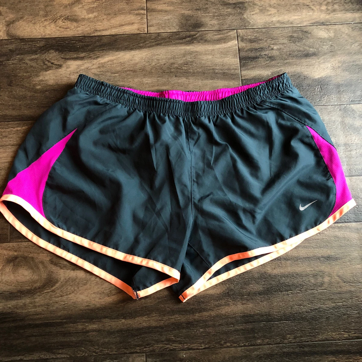 Nike Womens Shorts Bottoms Dark Gray Pink Built in Underwear