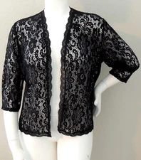 Sweet Mag Fashion / J-M Hawaii 3/4 Sleeve Lace Cardigan Black Plus 2XL 3XL New!