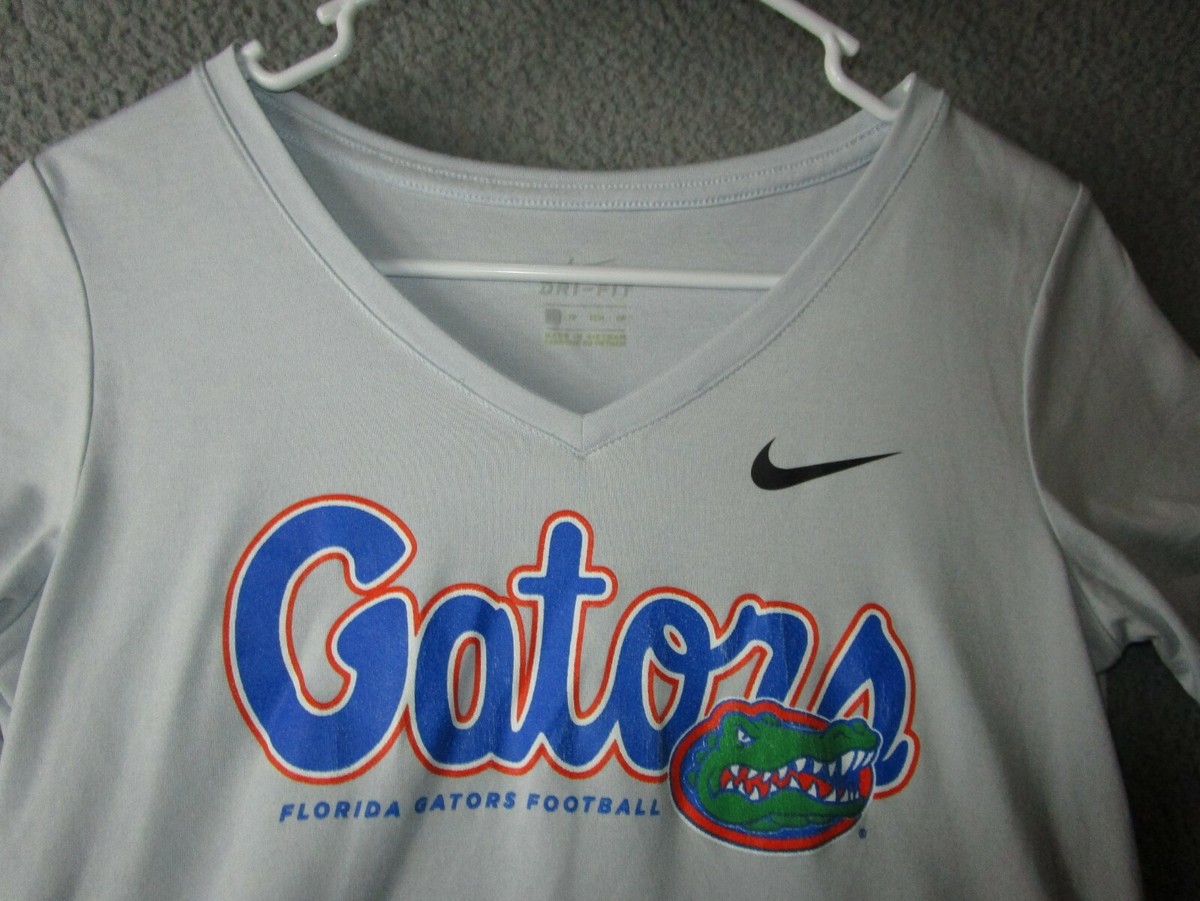 NIKE DRI-FIT FLORIDA GATORS FOOTBALL WOMEN'S SHIRT GRAY XS USED POLYESTER