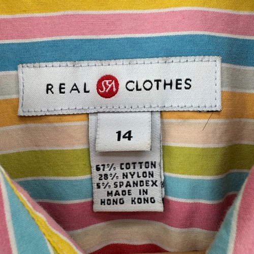 Vtg Real Clothes Striped Shirt Womens Multicolor Long Sleeve Button Up Top Sz 14 - Picture 4 of 9