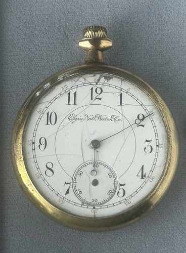Antique Elgin Pocket Watch Open Face White Dial Sub Seconds - Early 1900s