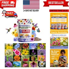 Wildflower Seeds Bulk 4 oz 63,200+ Seeds 19 Varieties Non-GMO Perennial Mix, ... 129.56 per gallon