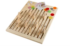 Hey! Play! Juego de Carreras de Caballos de Madera con Dados, Cartas y Fichas