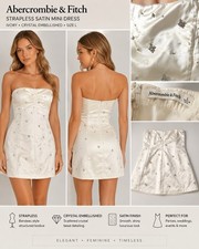 Abercrombie Fitch Crystal Embellished Strapless Satin Mini Party Dress Large