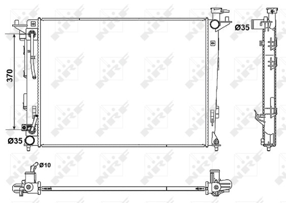 Radiateur moteur NRF 53051 pour véhicules OE 25310-2S550 en aluminium résistant