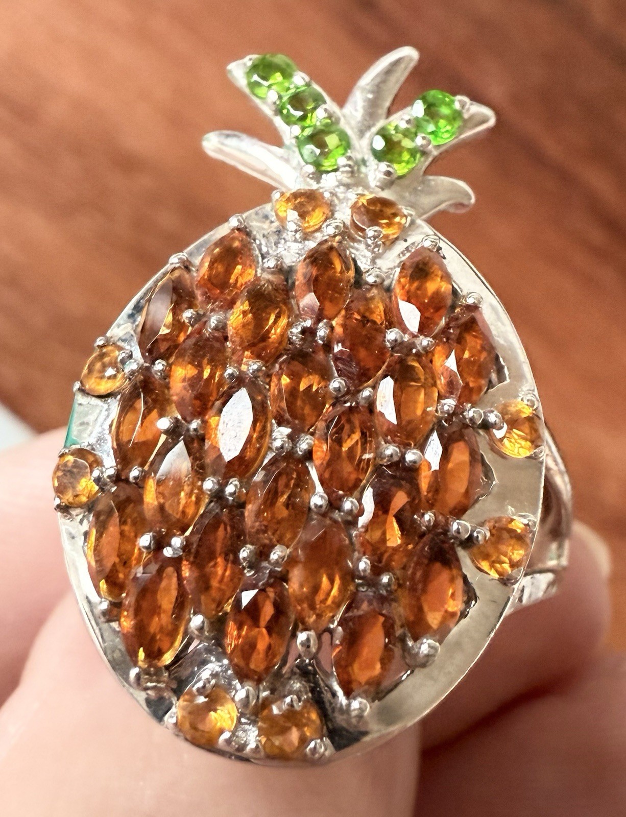 Pineapple Sterling Silver SGL Ring Pineapple Yell… - image 6