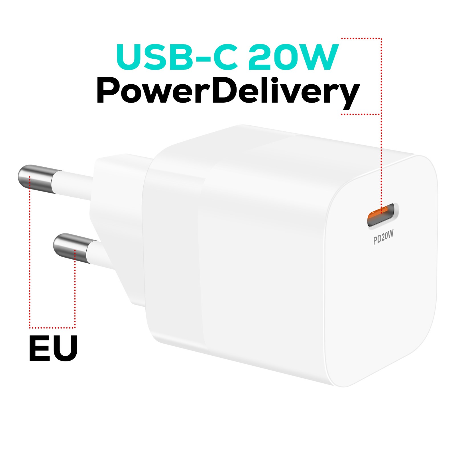 Chargeur USB-C Power Delivery Bwoo blanc compact et rapide pour bloc secteur mobile - 3